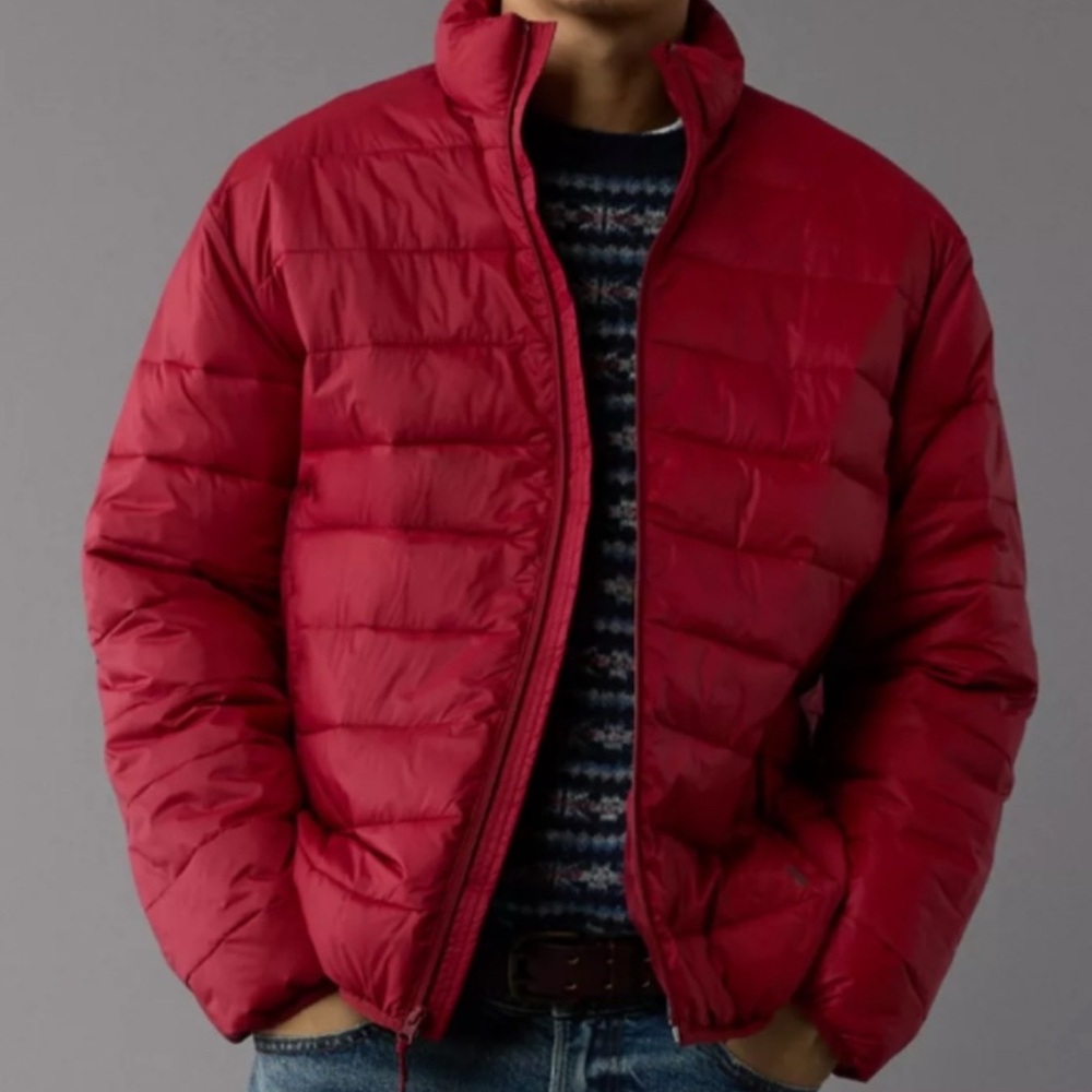 NWT- Men's American Eagle Red Puffer Jacket - Size Small